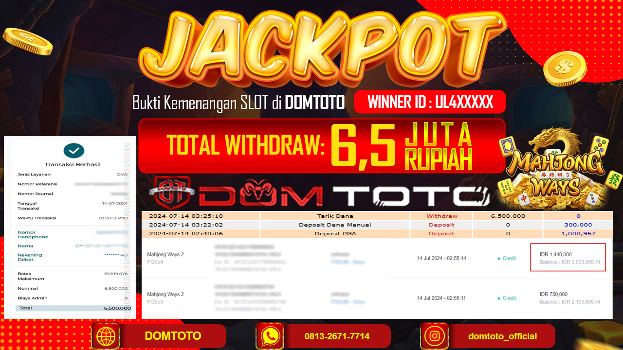 JACKPOT SLOT MAHJONG WAYS 1 14 JULI 2024